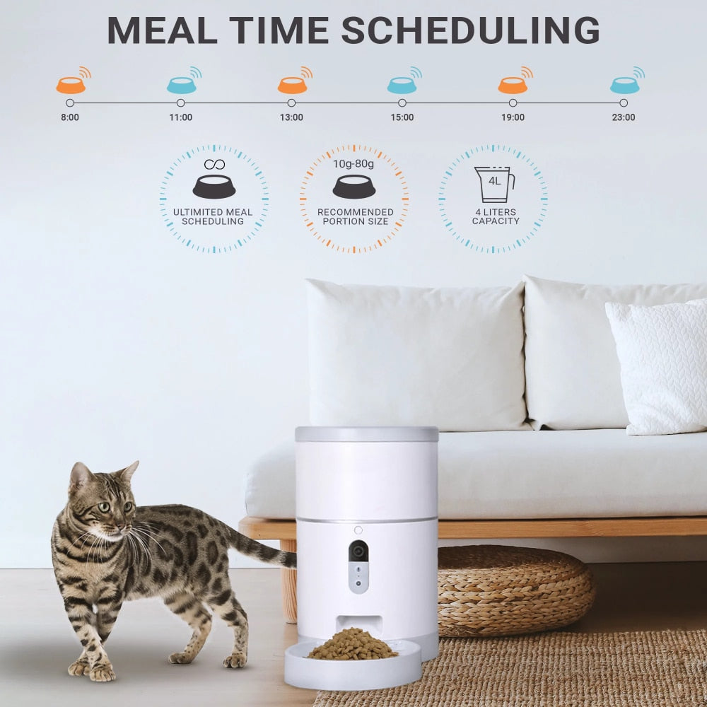 Automatic Pet Feeder with HD Camera, Portion Control, Programmable Treat Dispenser