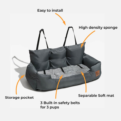 Waterproof travel Dog Car Back Seat and bed